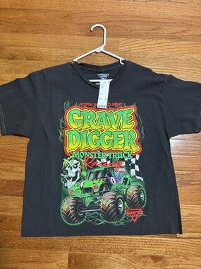 Grave Digger Black Graphic Kids Tee - Monster Truck Racing